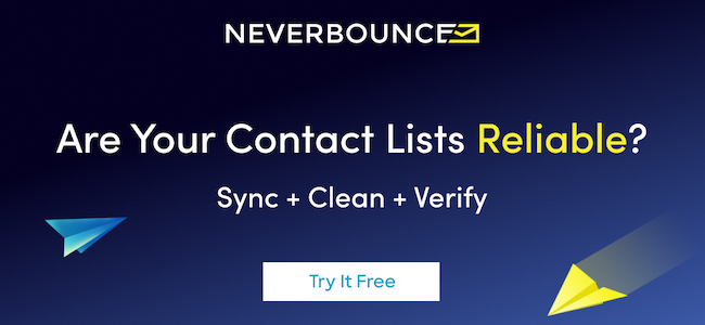 Ad for NeverBounce, and email verification tool.